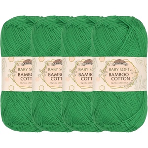 image:imageJubileeYarn Baby Soft Bamboo Cotton Yarn  50gSkein  Watermelon  4 Skeins3204 Shamrock Green