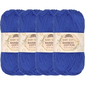 image:imageJubileeYarn Baby Soft Bamboo Cotton Yarn  50gSkein  Watermelon  4 Skeins3208 Dynasty Blue