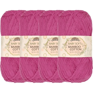image:imageJubileeYarn Baby Soft Bamboo Cotton Yarn  50gSkein  Watermelon  4 Skeins402 Vermillion City