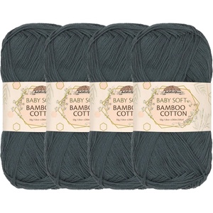 image:imageJubileeYarn Baby Soft Bamboo Cotton Yarn  50gSkein  Watermelon  4 Skeins6002 Sea Grey
