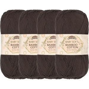 image:imageJubileeYarn Baby Soft Bamboo Cotton Yarn  50gSkein  Watermelon  4 Skeins6FY23 Dark Brown
