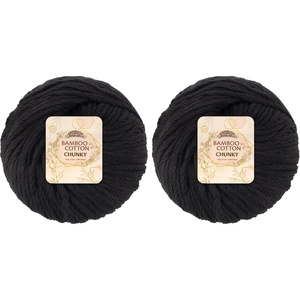 image:imageJubileeYarn Bamboo Cotton Chunky Yarn  100gBall  Almond Milk  2 Balls211 Midnight Black