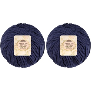 image:imageJubileeYarn Bamboo Cotton Chunky Yarn  100gBall  Almond Milk  2 Balls214 Cold Night Blue