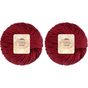 image:imageJubileeYarn Bamboo Cotton Chunky Yarn  100gBall  Almond Milk  2 Balls216 Red Hot Red