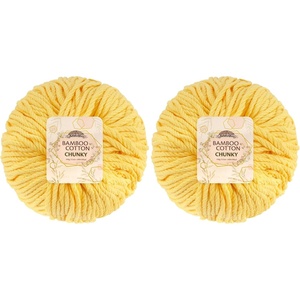 image:imageJubileeYarn Bamboo Cotton Chunky Yarn  100gBall  Almond Milk  2 Balls220 Daisy Yellow