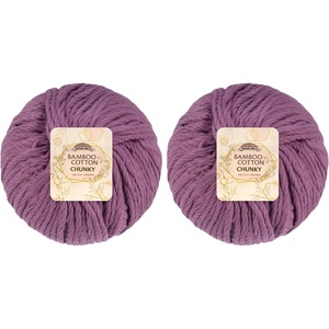 image:imageJubileeYarn Bamboo Cotton Chunky Yarn  100gBall  Almond Milk  2 Balls3202 Deep Purple