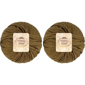 image:imageJubileeYarn Bamboo Cotton Chunky Yarn  100gBall  Almond Milk  2 Balls3210 Chestnut Brown