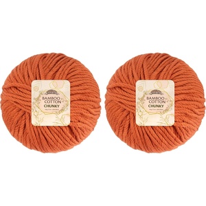 image:imageJubileeYarn Bamboo Cotton Chunky Yarn  100gBall  Almond Milk  2 Balls3407 Burnt Orange