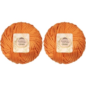 image:imageJubileeYarn Bamboo Cotton Chunky Yarn  100gBall  Almond Milk  2 Balls403 Blood Orange
