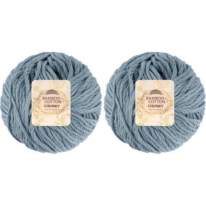 image:imageJubileeYarn Bamboo Cotton Chunky Yarn  100gBall  Primrose Pink  4 Balls3004 Faded Glacier Blue