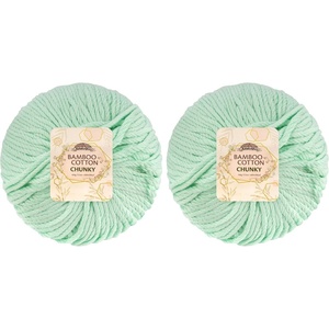 image:imageJubileeYarn Bamboo Cotton Chunky Yarn  100gBall  Primrose Pink  4 Balls3503 Mint Green