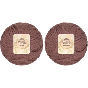 image:imageJubileeYarn Bamboo Cotton Chunky Yarn  100gBall  Primrose Pink  4 Balls413 Caff Mocha