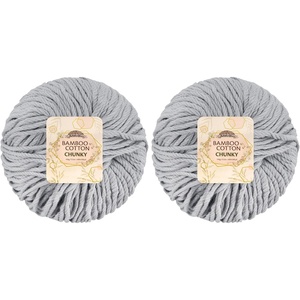 image:imageJubileeYarn Bamboo Cotton Chunky Yarn  100gBall  Primrose Pink  4 Balls6TC22 Cloudy Grey