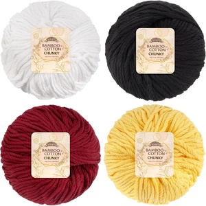 image:imageJubileeYarn Bamboo Cotton Chunky Yarn  100gBall  Shades of Blue  4 BallsShades of Contrast Colors