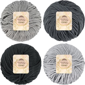 image:imageJubileeYarn Bamboo Cotton Chunky Yarn  100gBall  Shades of Blue  4 BallsShades of Grey
