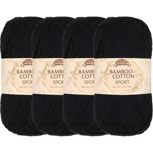 image:imageJubileeYarn Bamboo Cotton Sport Yarn  50gSkein  Red Hot Red  4 Skeins211 Midnight Black