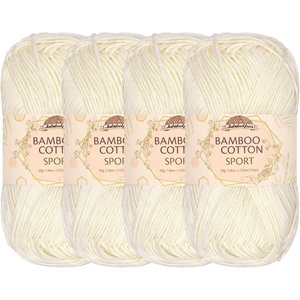 image:imageJubileeYarn Bamboo Cotton Sport Yarn  50gSkein  Red Hot Red  4 Skeins212 Almond Milk