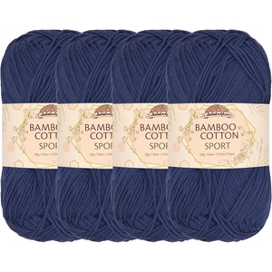 image:imageJubileeYarn Bamboo Cotton Sport Yarn  50gSkein  Red Hot Red  4 Skeins214 Cold Night Blue