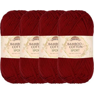 image:imageJubileeYarn Bamboo Cotton Sport Yarn  50gSkein  Red Hot Red  4 Skeins216 Red Hot Red