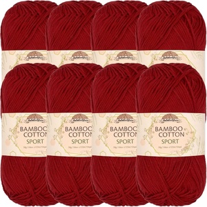image:imageJubileeYarn Bamboo Cotton Sport Yarn  50gSkein  Red Hot Red  4 Skeins401 Merlot