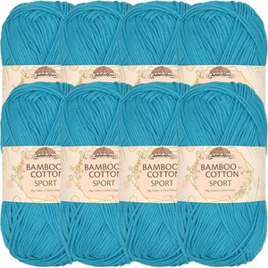 image:imageJubileeYarn Bamboo Cotton Sport Yarn  50gSkein  Red Hot Red  4 Skeins409 Clear Waters