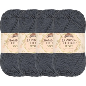 image:imageJubileeYarn Bamboo Cotton Sport Yarn  50gSkein  Red Hot Red  4 Skeins6002 Sea Grey