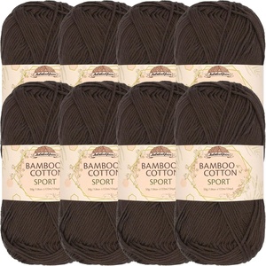 image:imageJubileeYarn Bamboo Cotton Sport Yarn  50gSkein  Red Hot Red  4 Skeins6FY23 Dark Brown