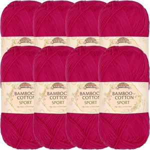 image:imageJubileeYarn Bamboo Cotton Sport Yarn  50gSkein  Red Hot Red  4 Skeins6TC17 Magenta