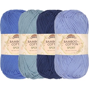 image:imageJubileeYarn Bamboo Cotton Sport Yarn  50gSkein  Shades of Purple  4 SkeinsShades of Blue