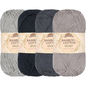 image:imageJubileeYarn Bamboo Cotton Sport Yarn  50gSkein  Shades of Purple  4 SkeinsShades of Grey