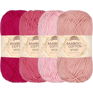 image:imageJubileeYarn Bamboo Cotton Sport Yarn  50gSkein  Shades of Purple  4 SkeinsShades of Pink