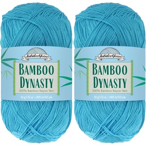 image:imageJubileeYarn Bamboo Dynasty Yarn  50gSkein Fingering Weight Bamboo Rayon  09 Cream  4 Skeins04 Azure Blue