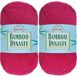 image:imageJubileeYarn Bamboo Dynasty Yarn  50gSkein Fingering Weight Bamboo Rayon  09 Cream  4 Skeins05 Hot Pink