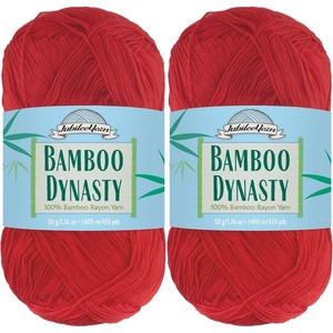 image:imageJubileeYarn Bamboo Dynasty Yarn  50gSkein Fingering Weight Bamboo Rayon  09 Cream  4 Skeins10 Fire Brick Red