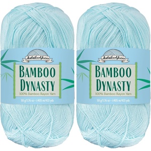 image:imageJubileeYarn Bamboo Dynasty Yarn  50gSkein Fingering Weight Bamboo Rayon  09 Cream  4 Skeins11 Baby Blue