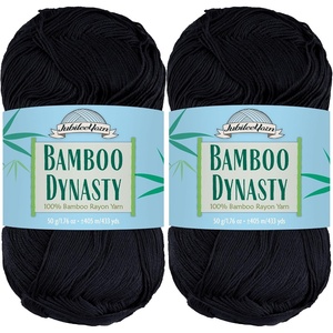 image:imageJubileeYarn Bamboo Dynasty Yarn  50gSkein Fingering Weight Bamboo Rayon  09 Cream  4 Skeins84 Jet Black