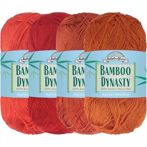 image:imageJubileeYarn Bamboo Dynasty Yarn  50gSkein Fingering Weight Bamboo Rayon  09 Cream  4 SkeinsShades of Red