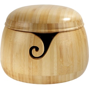 image:imageJubileeYarn Bamboo Yarn Bowl with Lid  Holder Knitting Crochet Accessories  Natural  1 BowlNatural
