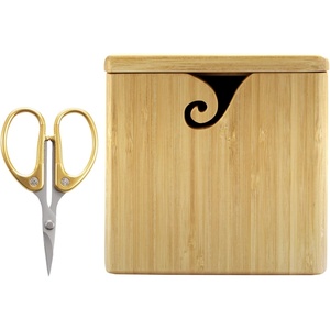 image:imageJubileeYarn Bamboo Yarn Bowl with Removable Lid  Embroidery Scissors Combo  Natural BoxNatural  Box w Scissors