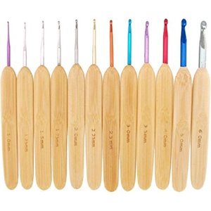 image:imageJubileeYarn Bamboo and Metal Crochet Hooks  Carbonized Brown  8pc SetNatural
