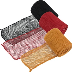 image:imageJubileeYarn Burlap Jute Craft Ribbon  55 x 10 Yards  Black Cranberry Pumpkin  3 RollsGroup B