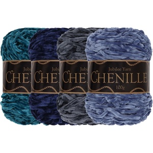 image:imageJubileeYarn Chenille Yarn  100gCake Worsted Polyester  Olive Oil  2 CakesShades of Blue