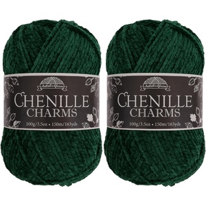 image:imageJubileeYarn Chenille Yarn  100gCake Worsted Polyester  Olive Oil  2 CakesShamrock