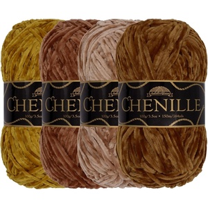 image:imageJubileeYarn Chenille Yarn  100gSkein Worsted Polyester  Shades of Brown  4 SkeinsShades of Brown