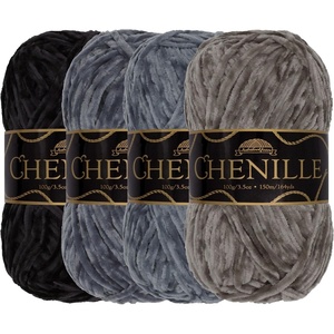 image:imageJubileeYarn Chenille Yarn  100gSkein Worsted Polyester  Shades of Brown  4 SkeinsShades of Grey