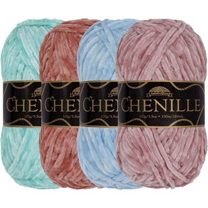 image:imageJubileeYarn Chenille Yarn  100gSkein Worsted Polyester  Shades of Brown  4 SkeinsShades of Neutral Tones