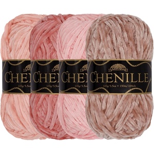 image:imageJubileeYarn Chenille Yarn  100gSkein Worsted Polyester  Shades of Brown  4 SkeinsShades of Pink