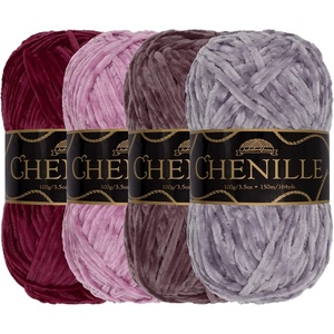 image:imageJubileeYarn Chenille Yarn  100gSkein Worsted Polyester  Shades of Brown  4 SkeinsShades of Purple