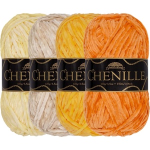 image:imageJubileeYarn Chenille Yarn  100gSkein Worsted Polyester  Shades of Brown  4 SkeinsShades of Yellow
