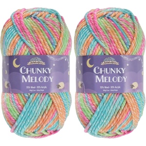 image:imageJubileeYarn Chunky Melody Yarn  100gSkein Bulky Wool Blend  Sea Mist  2 Skeins02 Rainbow Sherbet